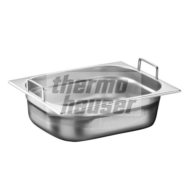 GN 1/2 container with foldable handles, stainless steel