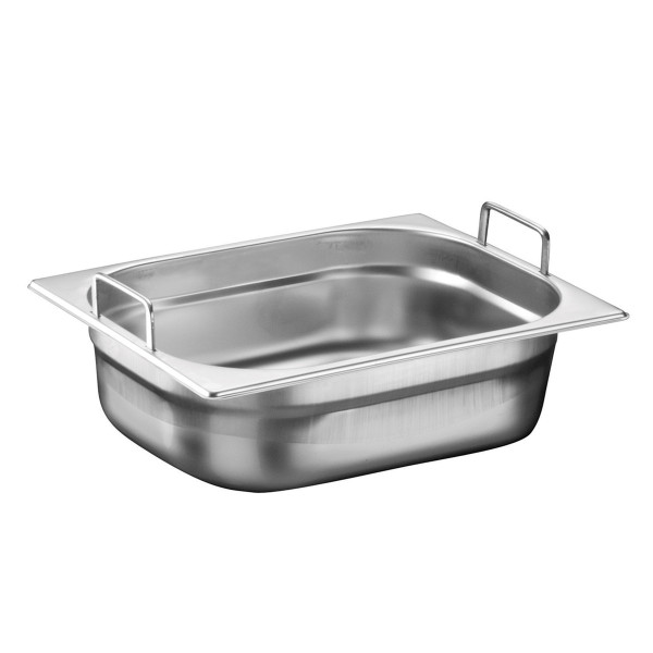 GN 1/2 container with foldable handles, stainless steel 