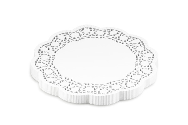 Cake doilies with rose pattern, white