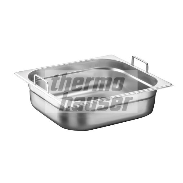 GN 2/3 container with foldable handles, stainless steel