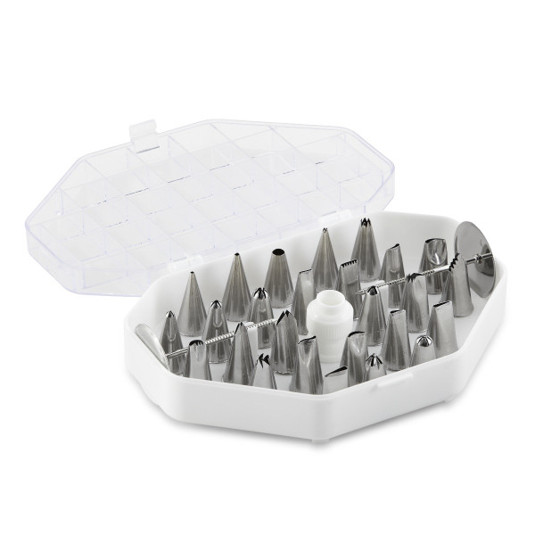 Nozzle sets in a storage box, stainless steel
