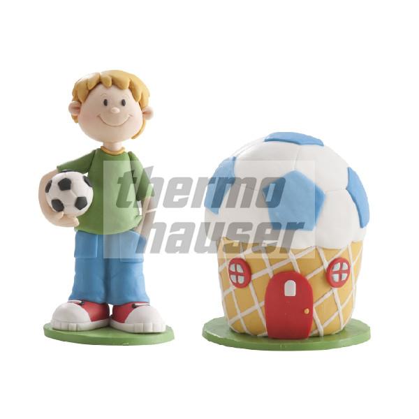 Tortenfiguren-Set Junge mit Fußball-Muffin